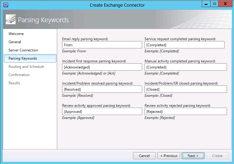 Exchange Connector SUchbegriffe