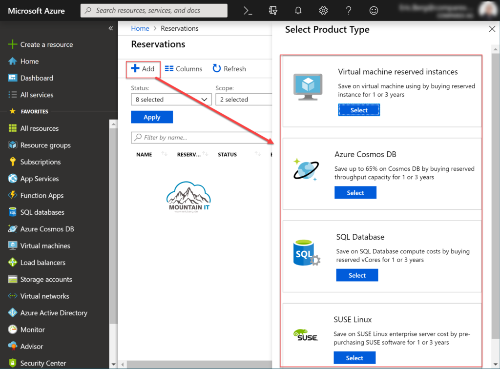 Azure Reservations Add